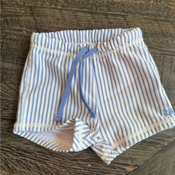 RuggedButts swim trunks blue white seersucker size 12 18 mo - Picture 1 of 4